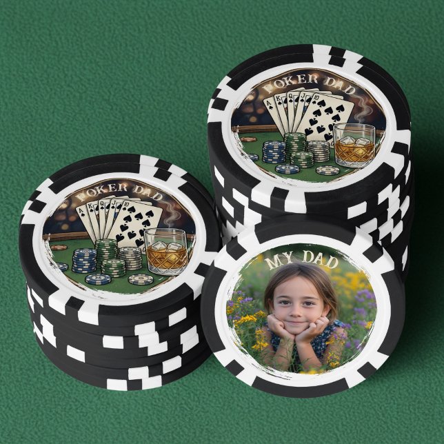 Poker Dad My Dad Personalised Photo Chips (Poker Chips with photo of son or daughter (or easy edit to "our dad"))