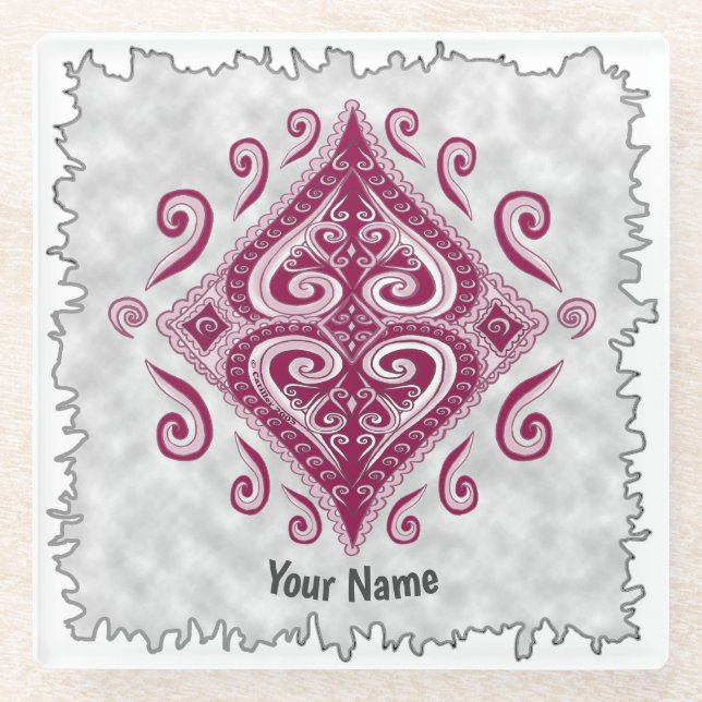 Poker Diamonds Glass Coaster (Front)