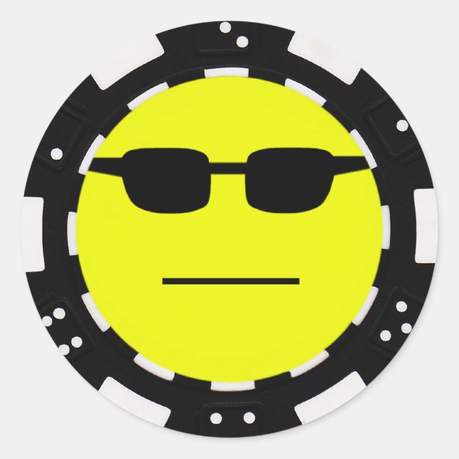 poker face classic round sticker (Front)