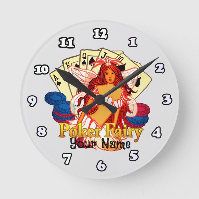 Poker Fairy Round Clock (Front)