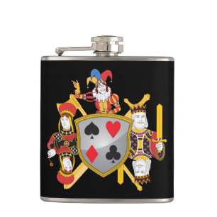 Poker Family Crest Hip Flask