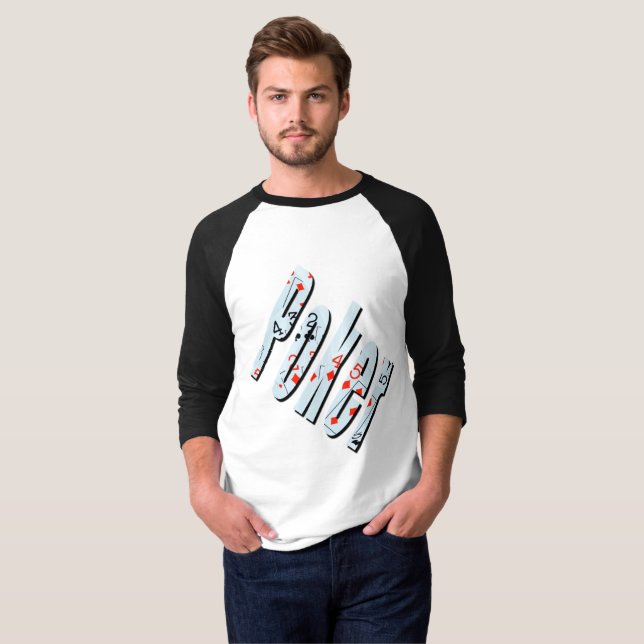 Poker Flush Dimensional Logo Mens Raglan T-shirt (Front Full)