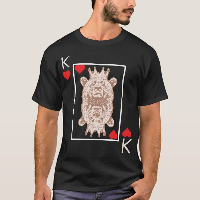 Poker Game Card Bear Design T-Shirt (Front)