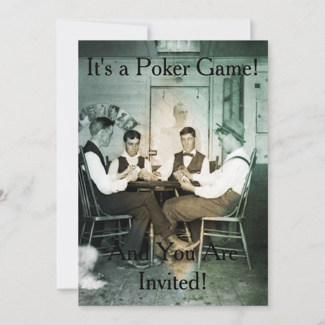 Poker Game Photograph Invitation Invite Men 1890 (Front)