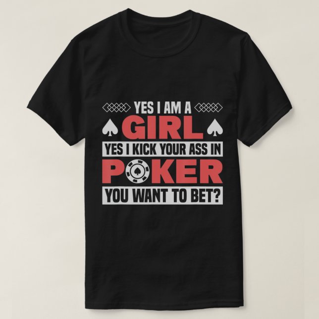poker girl poker player texas hold em casino poker T-Shirt (Design Front)