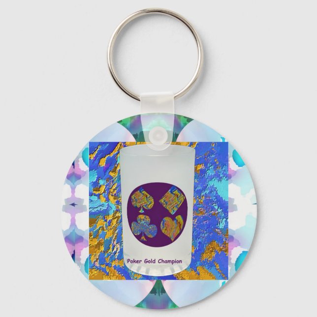 Poker Gold Champion Glass Key Ring (Front)