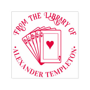 Poker Hand Hearts Royal Flush Library Book Name Self-inking Stamp