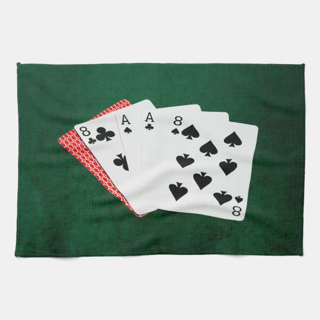 Poker Hands - Dead Man's Hand Tea Towel (Horizontal)
