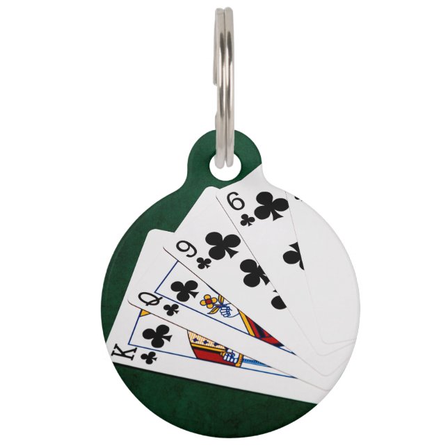 Poker Hands - Flush - Clubs Suit Pet Tag (Front)