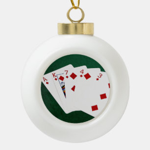 Poker Hands - Flush - Diamonds Suit Ceramic Ball Christmas Ornament