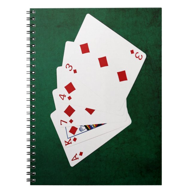 Poker Hands - Flush - Diamonds Suit Spiral Notebook (Front)