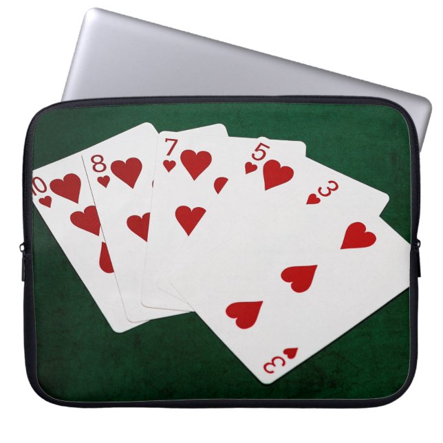 Poker Hands - Flush - Hearts Suit Laptop Sleeve (Front)