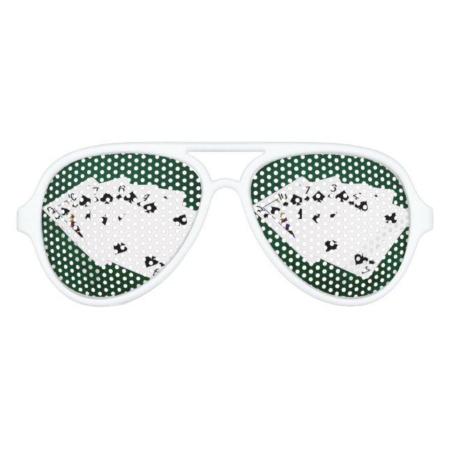 Poker Hands - Flush - Spades Suit Aviator Sunglasses (Front)