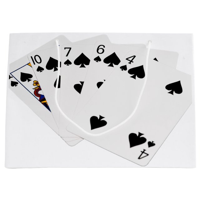 Poker Hands - Flush - Spades Suit Large Gift Bag (Front)