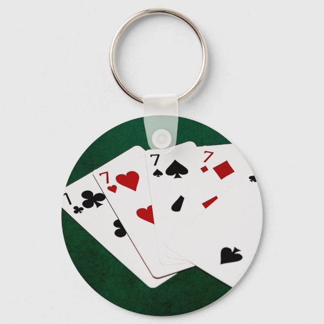 Poker Hands - Four Of A Kind - Sevens and Two Key Ring (Front)
