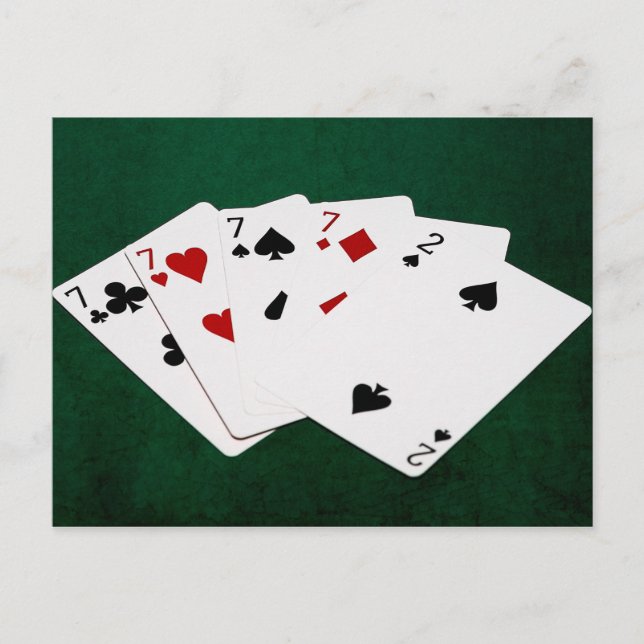 Poker Hands - Four Of A Kind - Sevens and Two Postcard (Front)