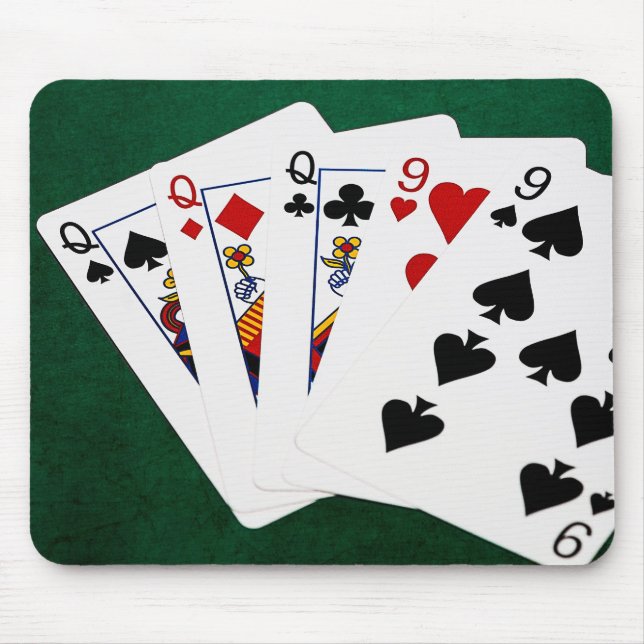 Poker Hands - Full House - Queen and Nine Mouse Pad (Front)