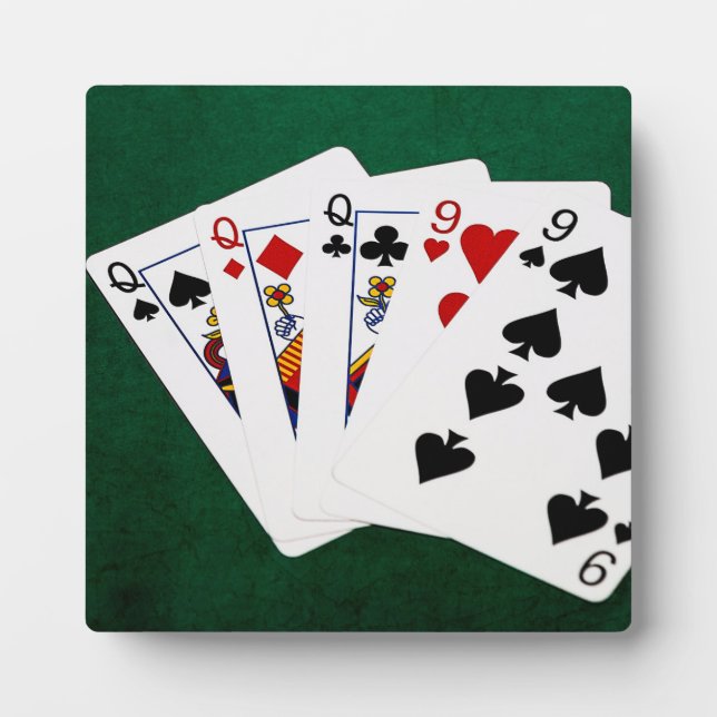 Poker Hands - Full House - Queen and Nine Plaque (Front)