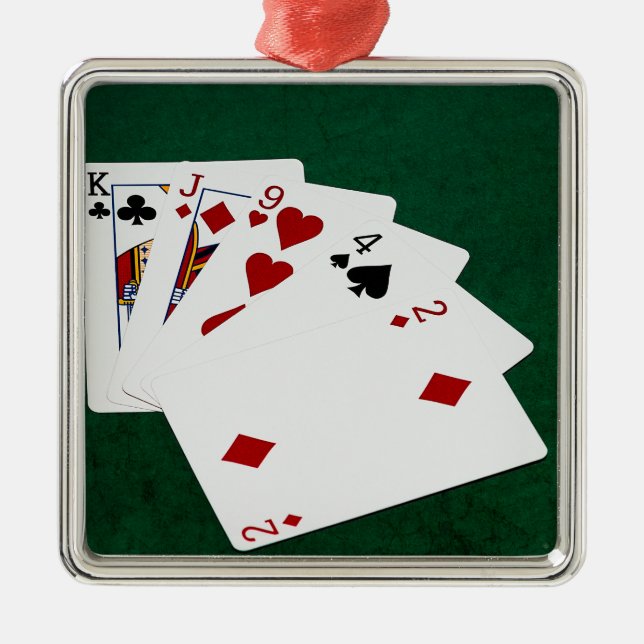 Poker Hands - High Card - King Metal Tree Decoration (Front)