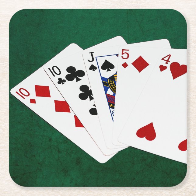 Poker Hands - One Pair - Ten Square Paper Coaster (Front)
