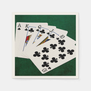 Poker Hands - Royal Flush - Clubs Suit Napkin