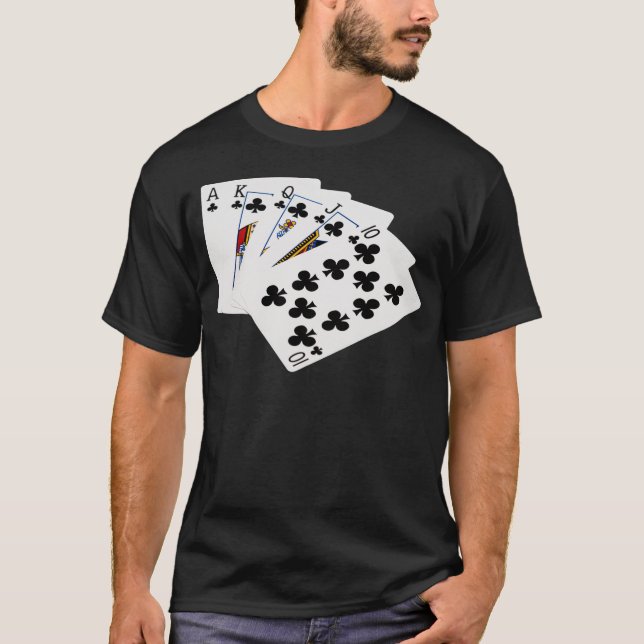 Poker Hands - Royal Flush - Clubs Suit T-Shirt (Front)