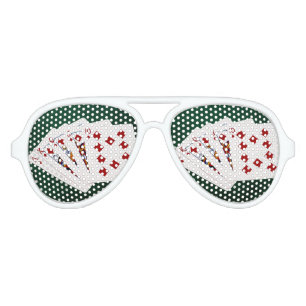 Poker Hands - Royal Flush - Diamonds Suit Aviator Sunglasses