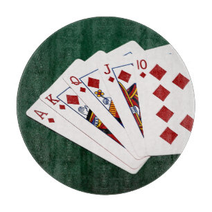 Poker Hands - Royal Flush - Diamonds Suit Cutting Board