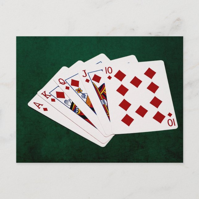 Poker Hands - Royal Flush - Diamonds Suit Postcard (Front)