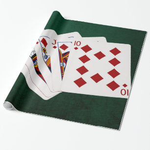 Poker Hands - Royal Flush - Diamonds Suit Wrapping Paper