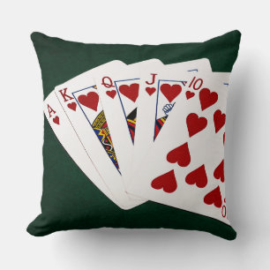 Poker Hands - Royal Flush - Hearts Suit Cushion