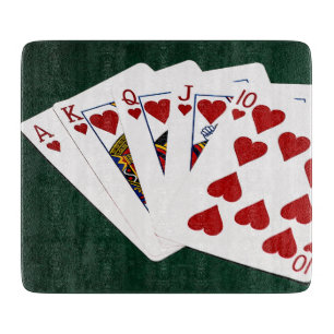 Poker Hands - Royal Flush - Hearts Suit Cutting Board