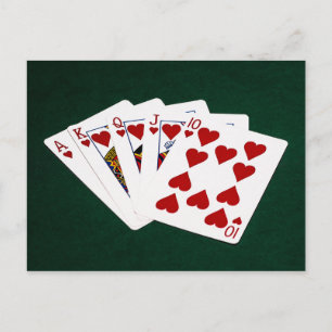 Poker Hands - Royal Flush - Hearts Suit Postcard