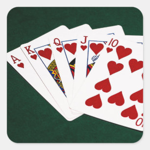 Poker Hands - Royal Flush - Hearts Suit Square Sticker