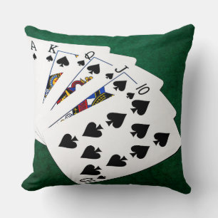Poker Hands - Royal Flush - Spades Suit Cushion