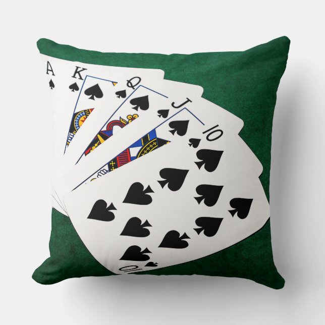 Poker Hands - Royal Flush - Spades Suit Cushion (Front)