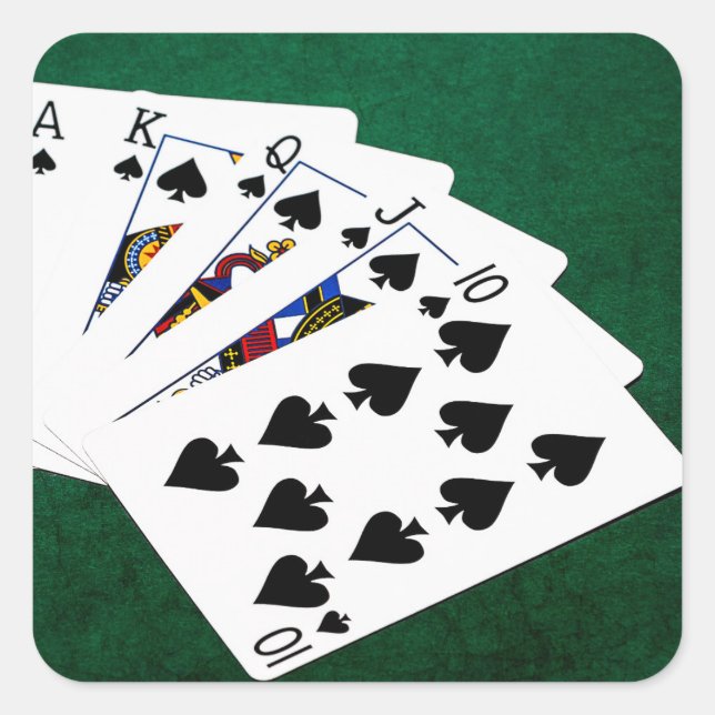 Poker Hands - Royal Flush - Spades Suit Square Sticker (Front)