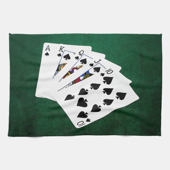 Poker Hands - Royal Flush - Spades Suit Tea Towel (Horizontal)
