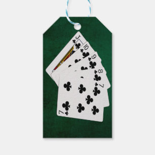 Poker Hands - Straight Flush - Clubs Suit Gift Tags