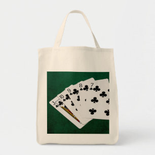 Poker Hands - Straight Flush - Clubs Suit Tote Bag