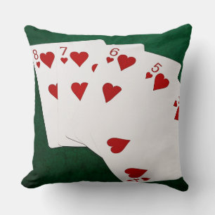 Poker Hands - Straight Flush - Hearts Suit Cushion