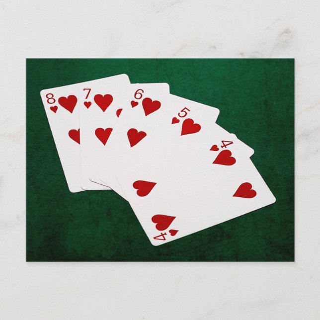 Poker Hands - Straight Flush - Hearts Suit Postcard (Front)