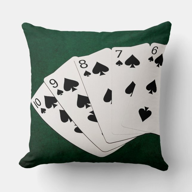 Poker Hands - Straight Flush - Spades Suit Cushion (Front)