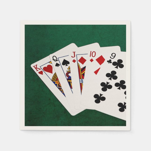 Poker Hands - Straight - King To Nine Napkin (Front)