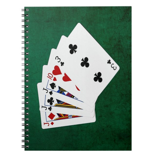 Poker Hands - Three Of A Kind - Jack Spiral Notebook (Front)