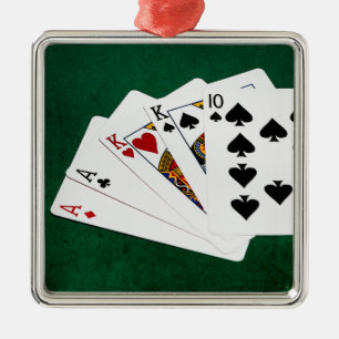 Poker Hands - Two Pair - Ace, King Metal Tree Decoration