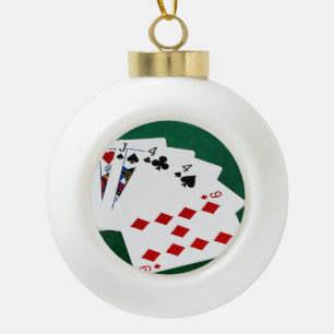 Poker Hands - Two Pair - Jack, Four Ceramic Ball Christmas Ornament