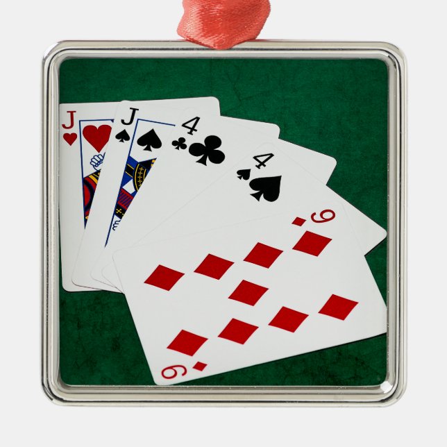 Poker Hands - Two Pair - Jack, Four Metal Tree Decoration (Front)