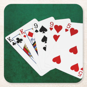 Poker Hands - Two Pair - King, Nine Square Paper Coaster
