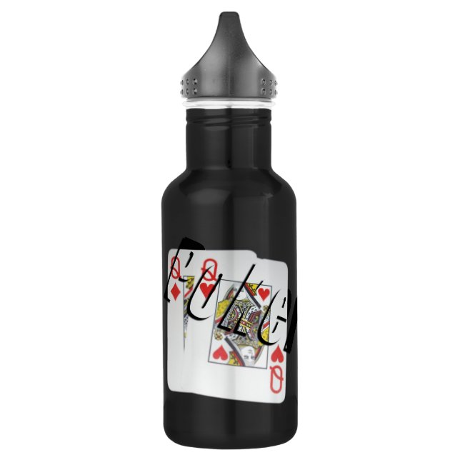 Poker, Logo, Queens, 532 Ml Water Bottle (Left)